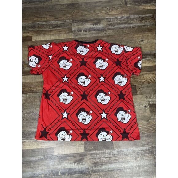 Popeye The Sailor Red All Over Graphic Print Short Sleeve T-Shirt Men's 4xl - Picture 2 of 6